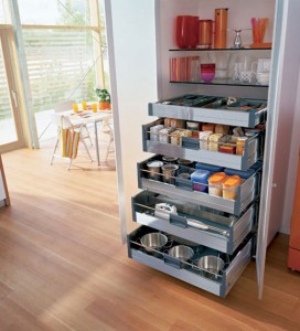 Marvelous Modern Style Storage Kitchen Cabinets Storage Ideas with Wooden Flooring Made from Metal Material for Small Kitchen Design IDea