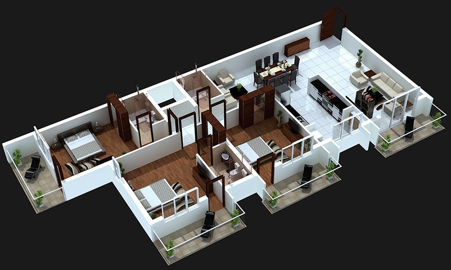 16-3-bedroom-with-balcony-house-plans